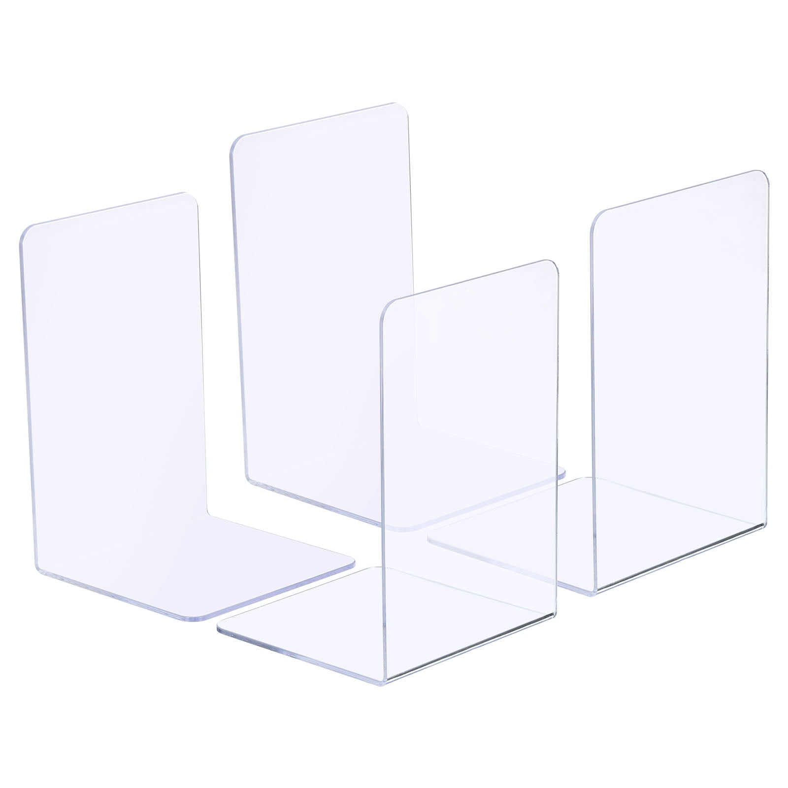 Unique Bargains Acrylic L-shaped Book Ends for Desktop Bookshelf Organizer 4Pcs Clear