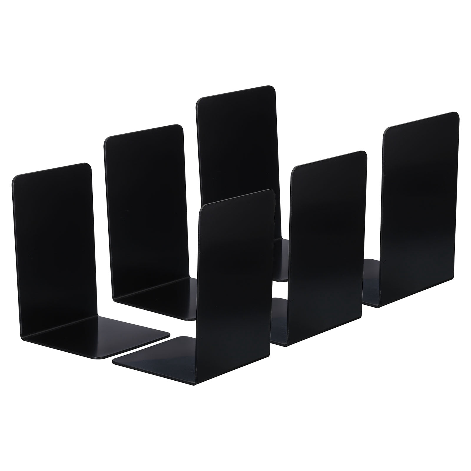 Unique Bargains Acrylic L-shaped Book Ends for Desktop Bookshelf Organizer 6Pcs Black