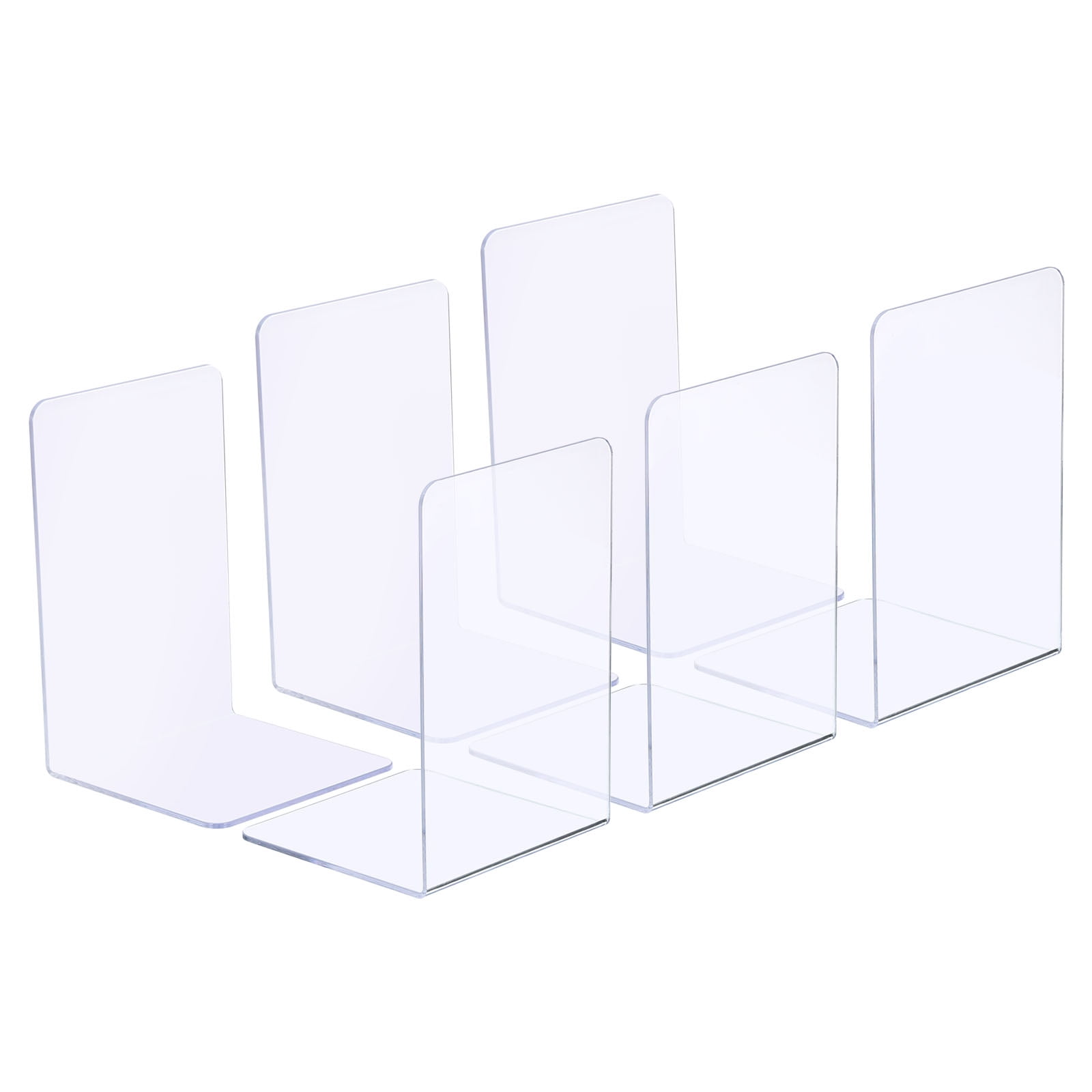 Unique Bargains Acrylic L-shaped Book Ends for Desktop Bookshelf Organizer 6Pcs Clear