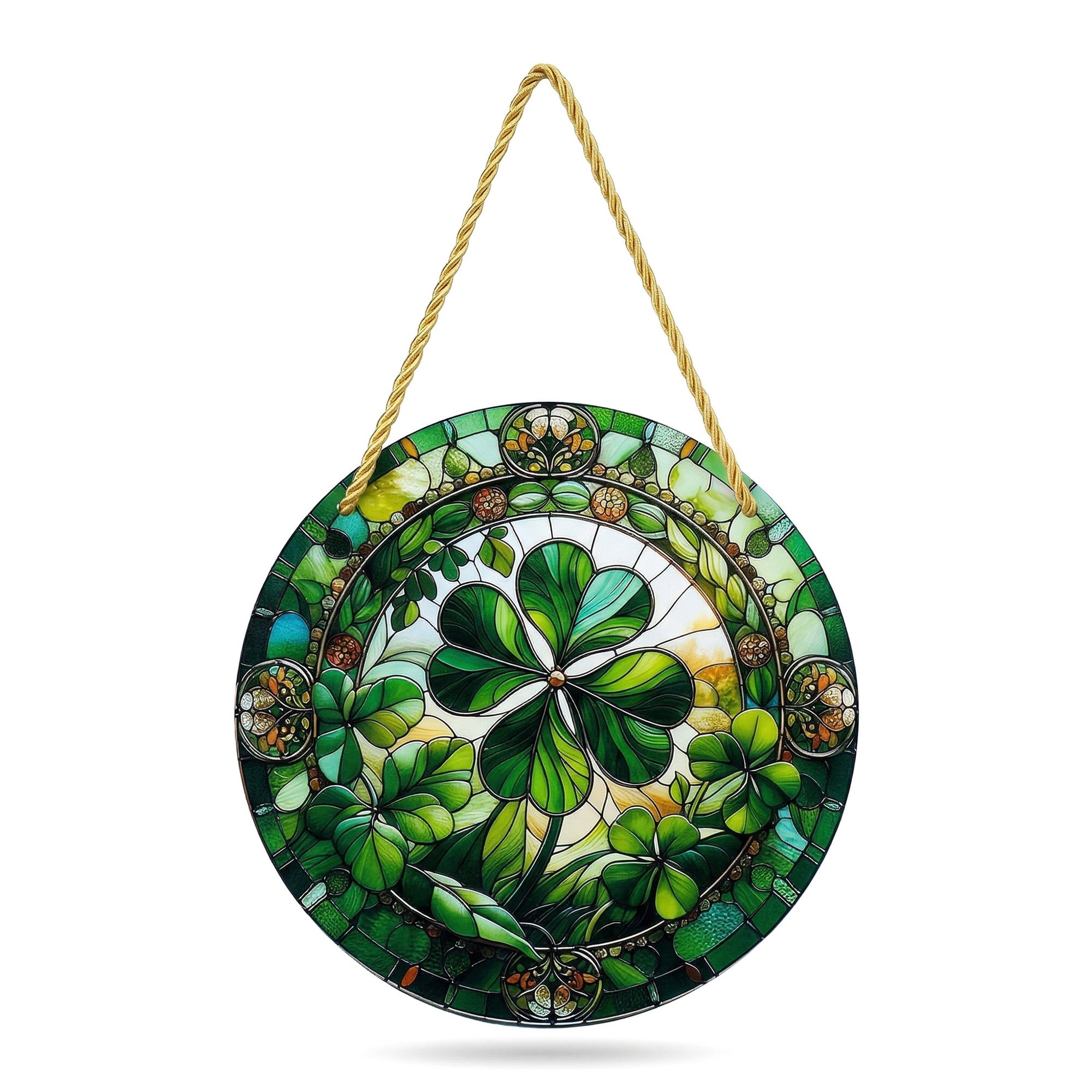 Unique Bargains Acrylic Shamrock Lucky Sign Hanging Wall Decor Green 5.9in