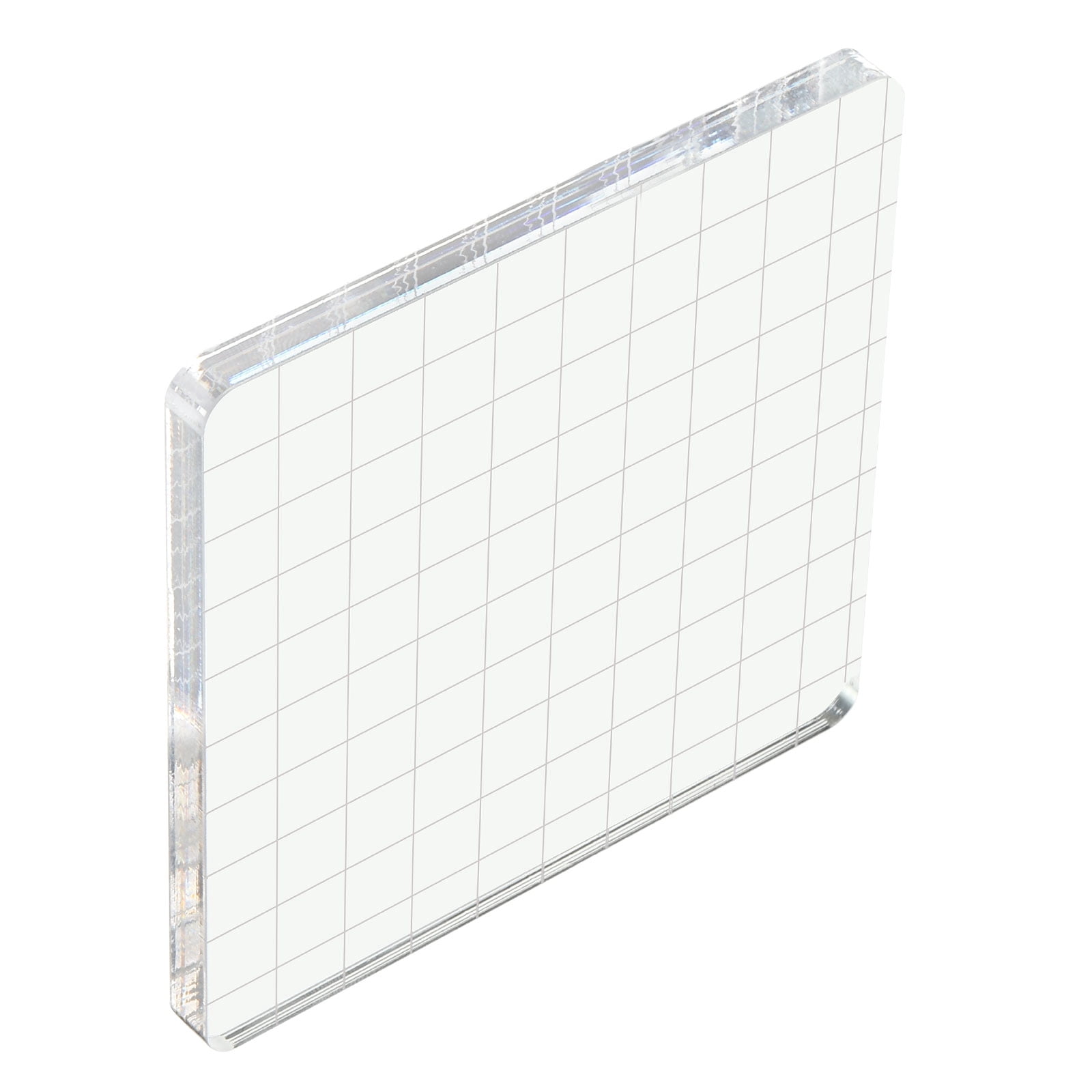 Unique Bargains Acrylic Stamping Block with Grid Lines for Scrapbooking 4"x 4"x0.3" 1Pcs