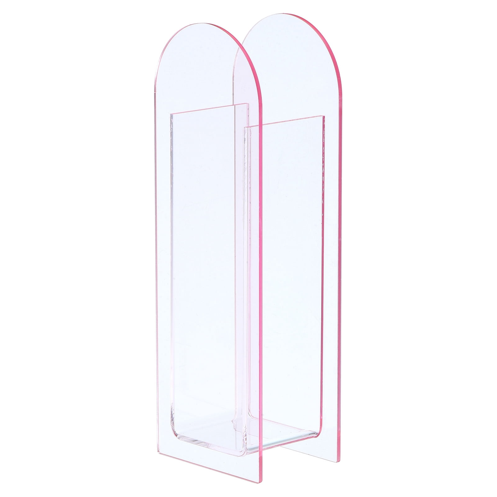 Unique Bargains Acrylic Vase Arch Floral Vase Clear Geometric Decorative Vase Pink