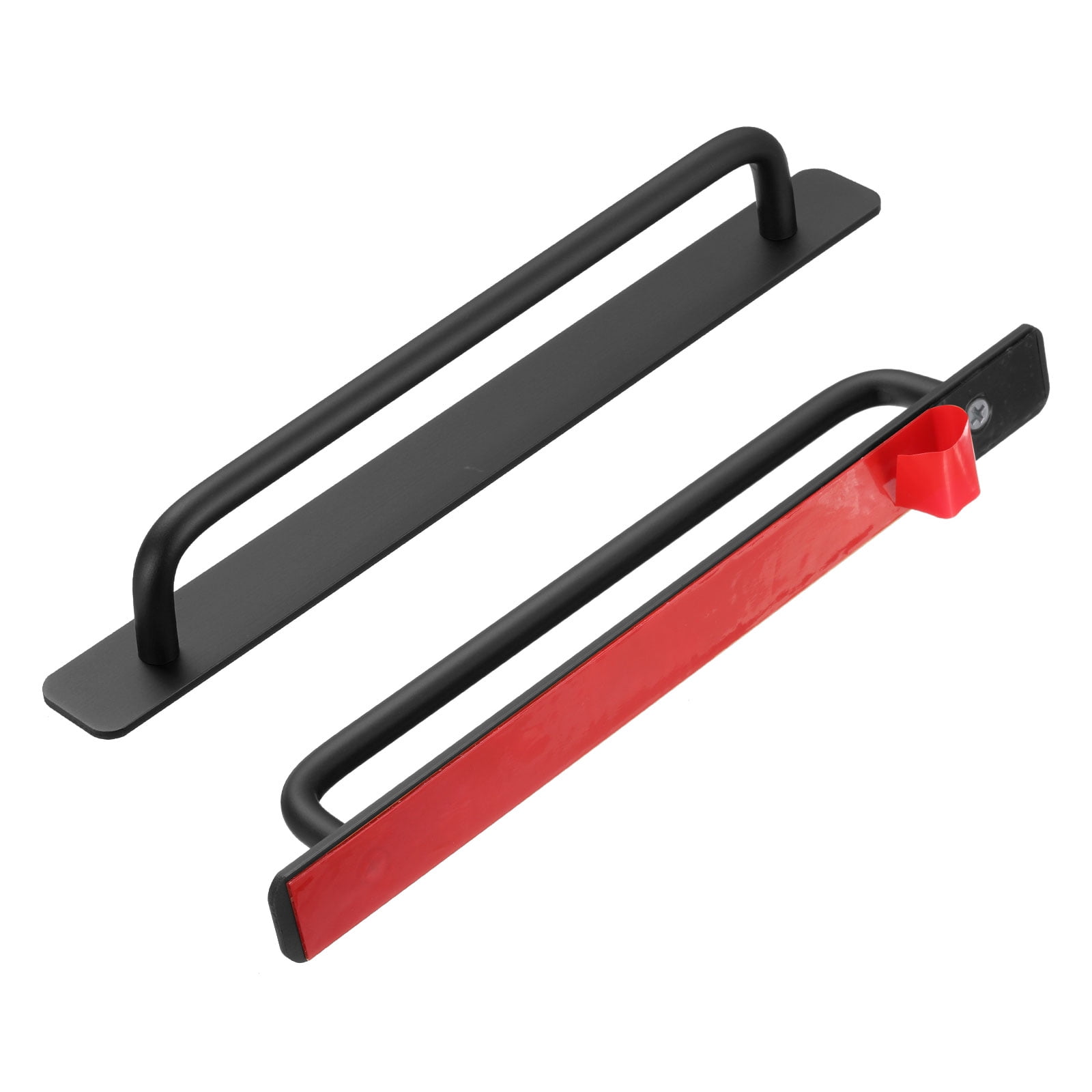 Unique Bargains Adhesive Cabinet No Drilling Closet Handle Pulls 9.6" Black 2Pcs