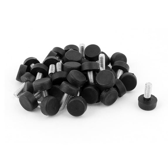 Unique Bargains Adjustable 6mm Threaded Glide Feet Leveling Foot Black Silver Tone 43pcs