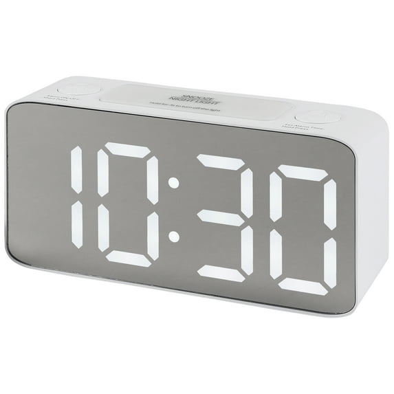 Unique Bargains Adjustable Brightness Digital Alarm Clock White 6.5"L x 1.77"W x 3.14"H
