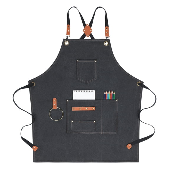 Unique Bargains Adjustable Cooking Apron with Pockets for Home and Kitchen Black