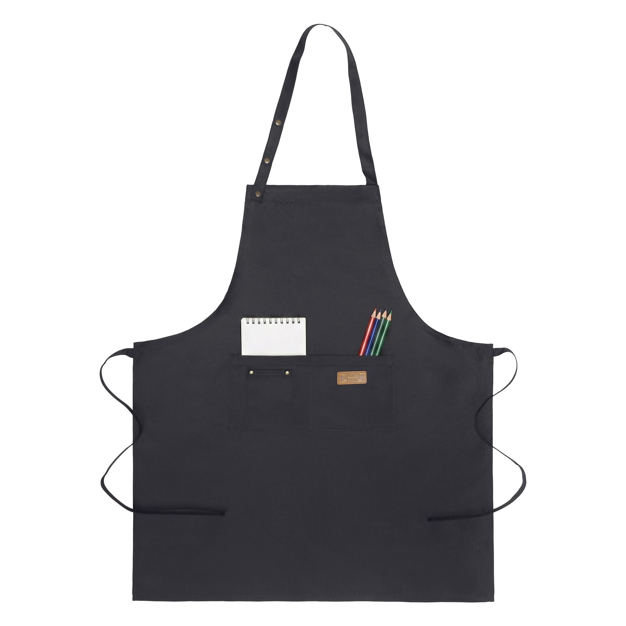 Unique Bargains Adjustable Cooking with Spacious Pockets Black