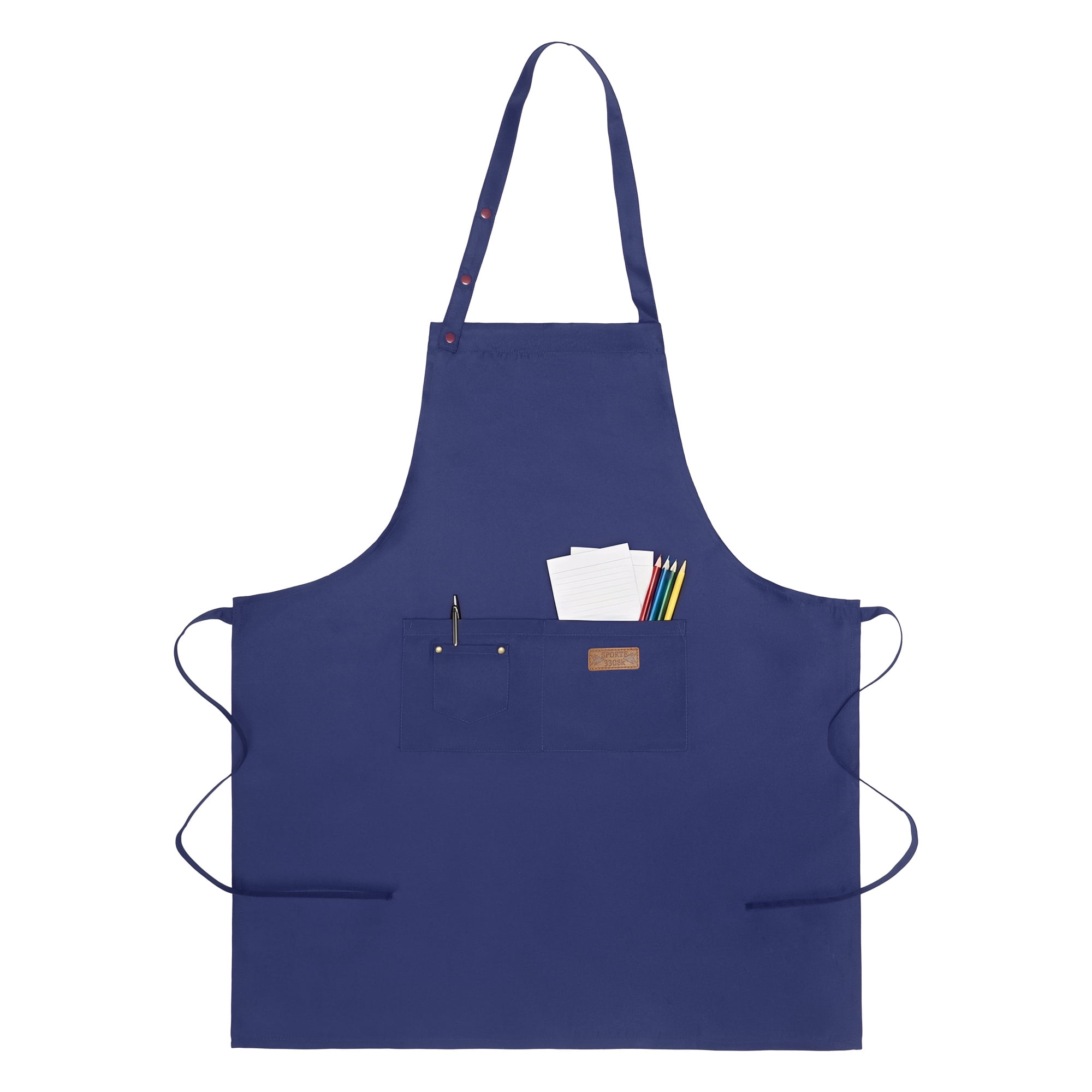 Unique Bargains Adjustable Cooking with Spacious Pockets Dark Blue