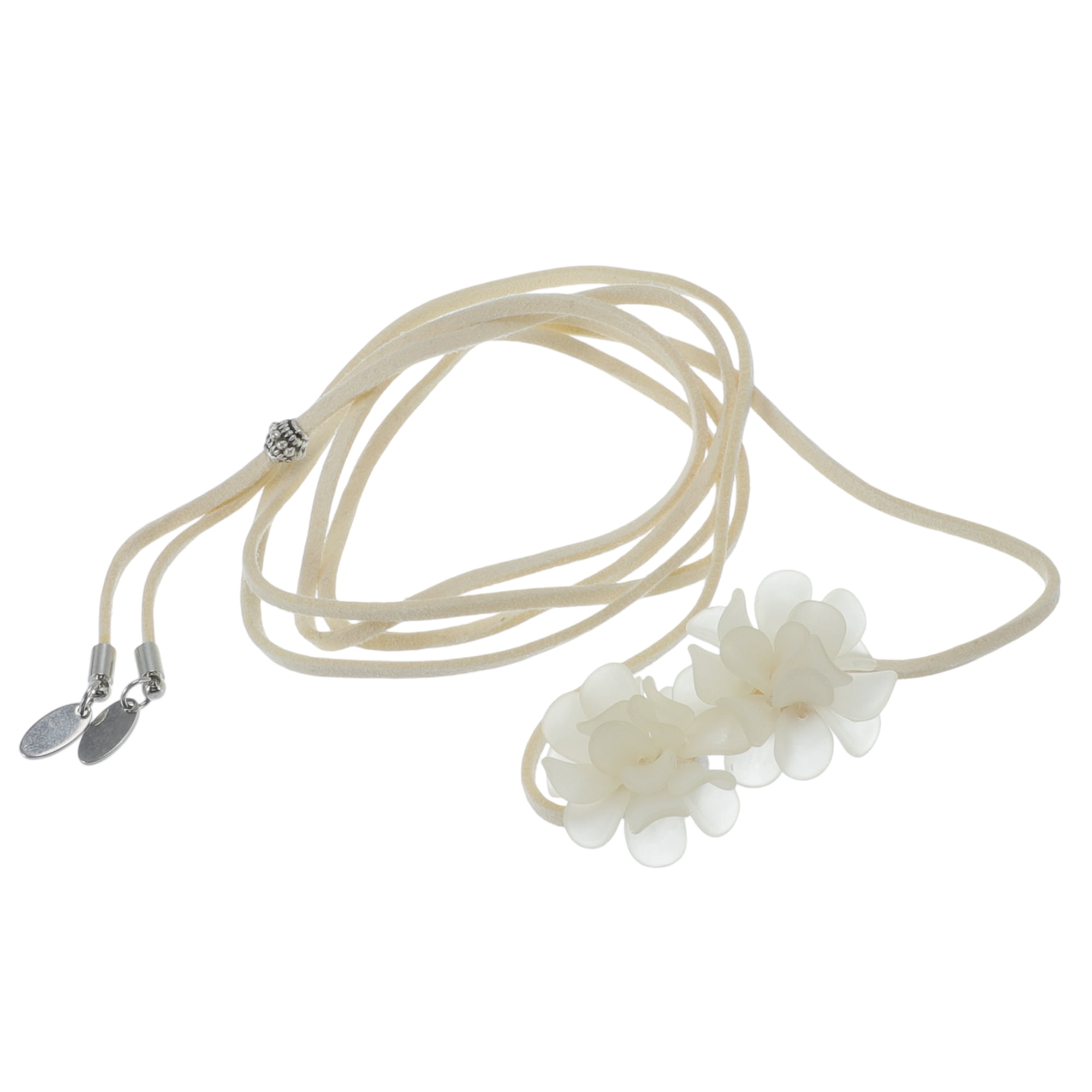 Unique Bargains Adjustable Flower Straps Choker Beige [Adjustable Frosted Flower Straps]