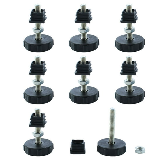 Unique Bargains Adjustable Leveling Feet 20 x 20mm Square Inserts Furniture Glide 8 Sets