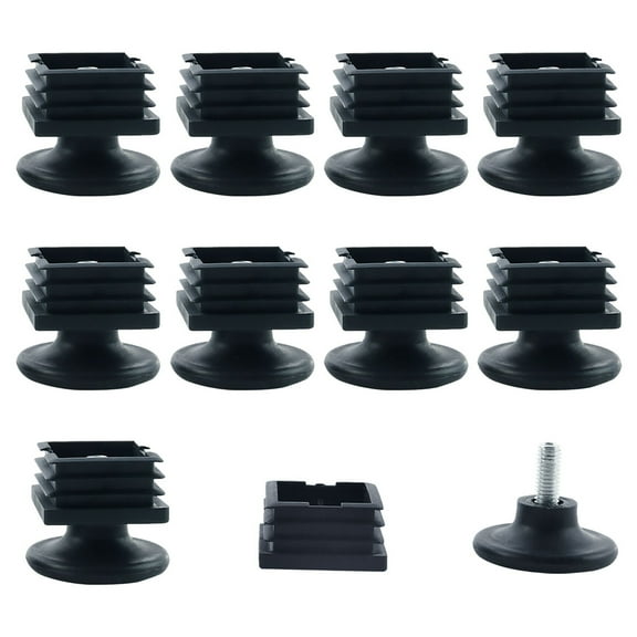 Unique Bargains Adjustable Leveling Feet 38 x 38mm Square Inserts Furniture Glide 10 Sets