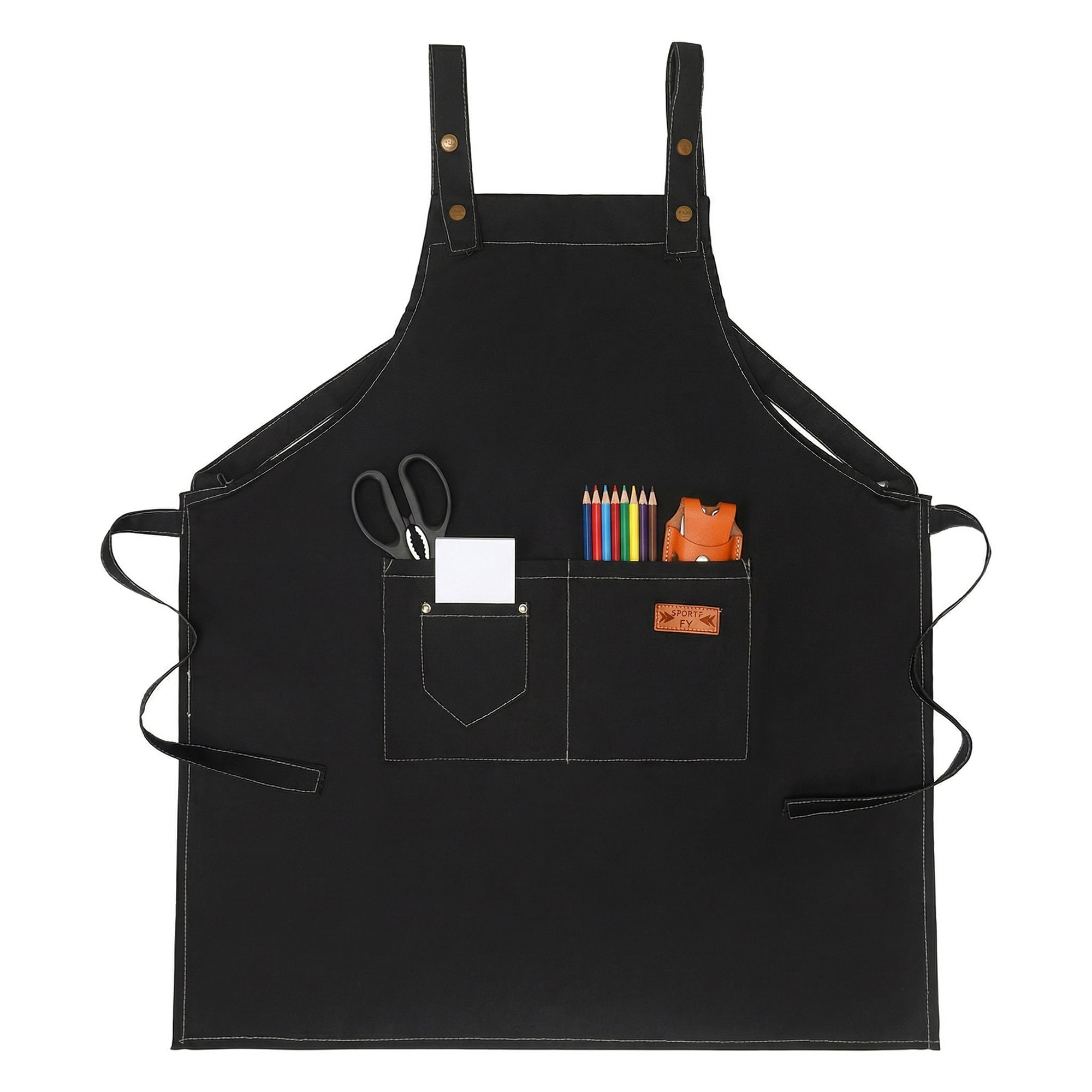 Unique Bargains Adjustable Long Waist Cooking Apron with Pocket for Home 26.4x29.5in Black