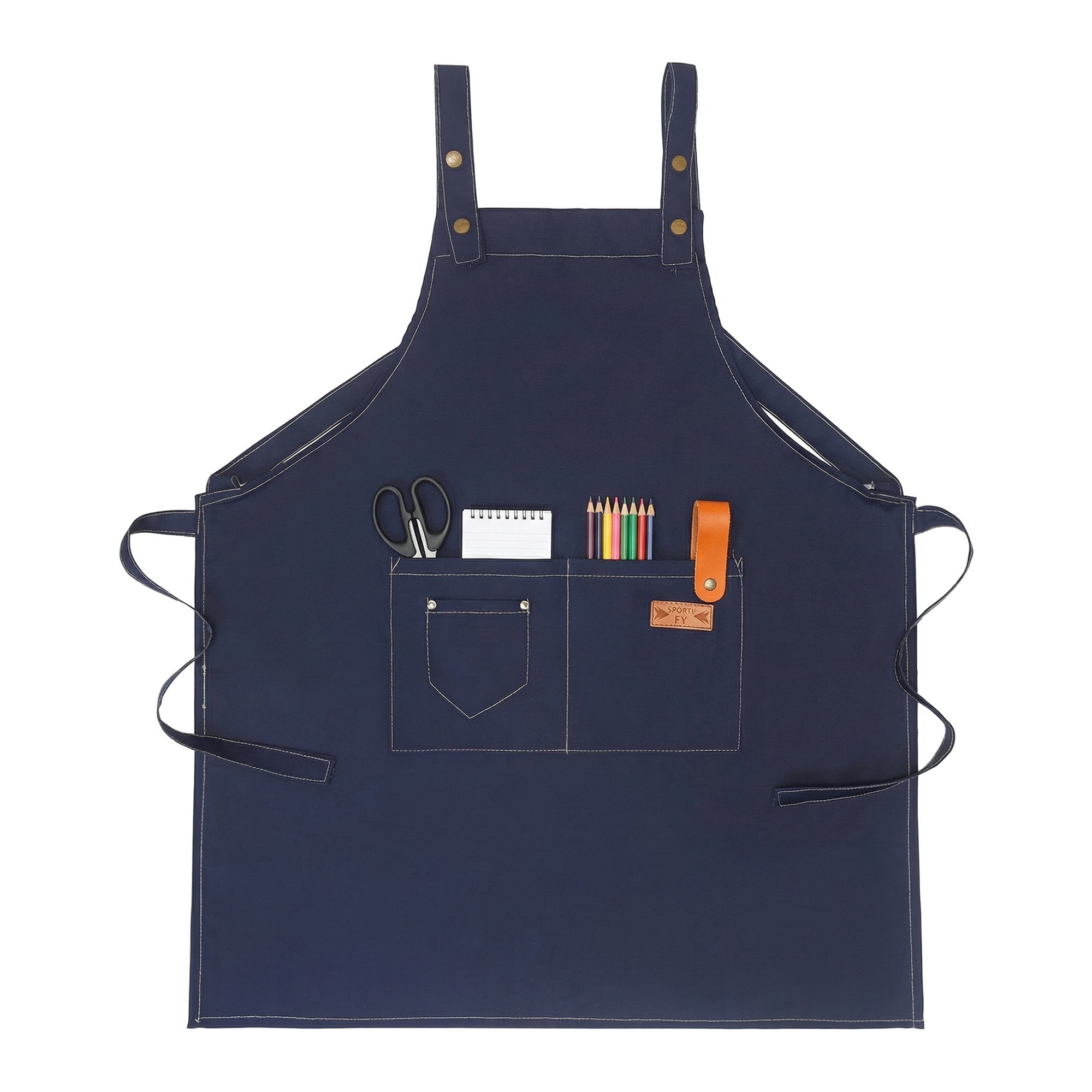 Unique Bargains Adjustable Long Waist Cooking Apron with Pocket for Home 26.4x29.5in Blue