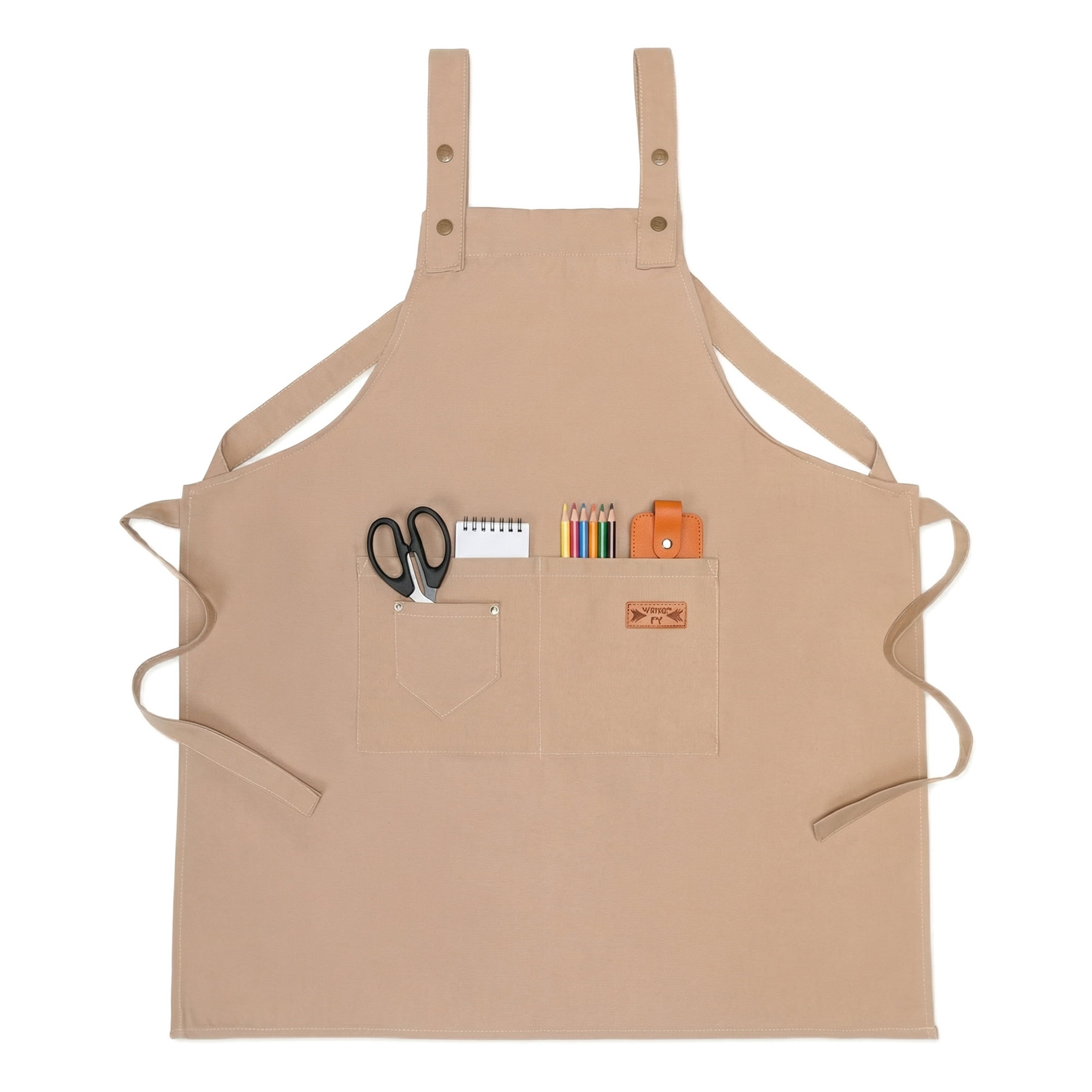 Unique Bargains Adjustable Long Waist Cooking Apron with Pocket for Home 26.4x29.5in Khaki
