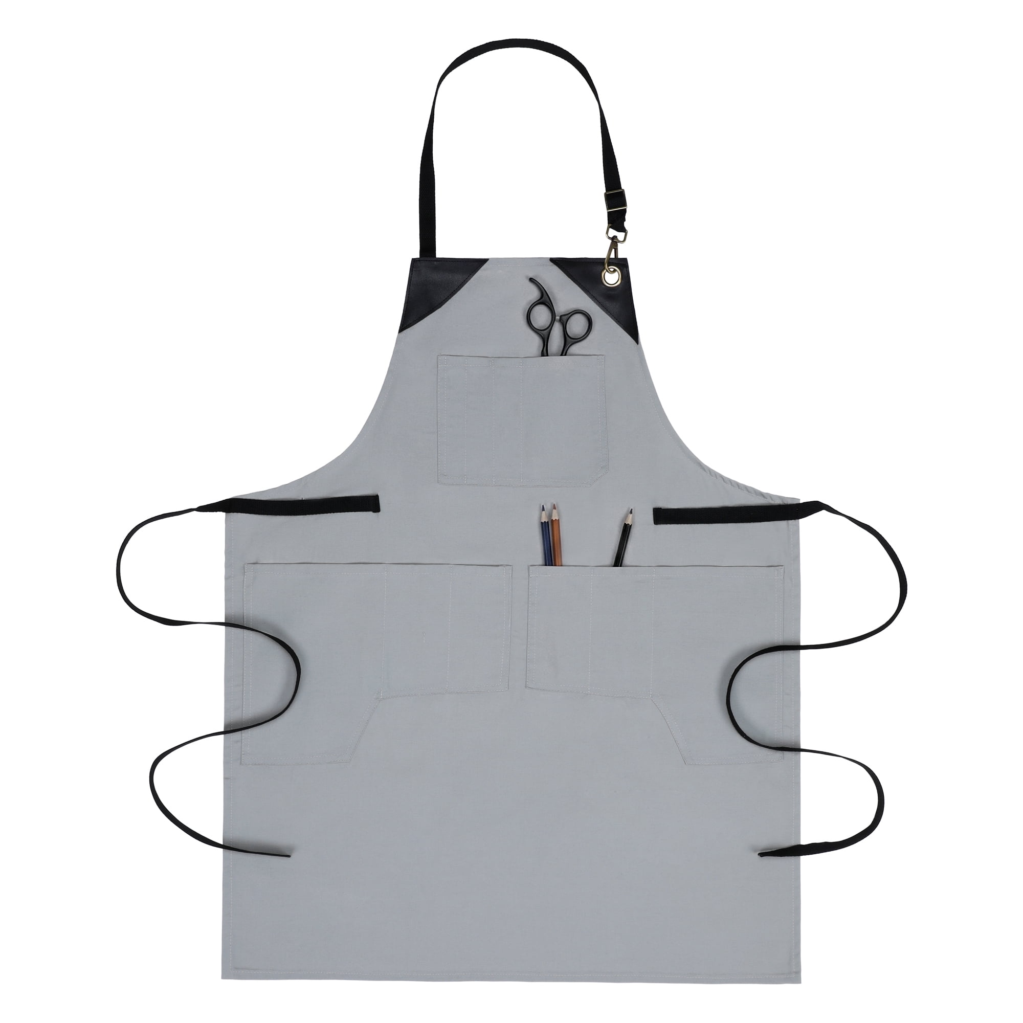 Unique Bargains Adjustable Long Waist Cooking Apron with Pocket for Home and Kitchen Gray