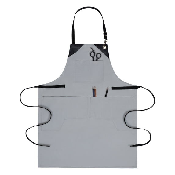 Unique Bargains Adjustable Long Waist Cooking Apron with Pocket for Home and Kitchen Gray