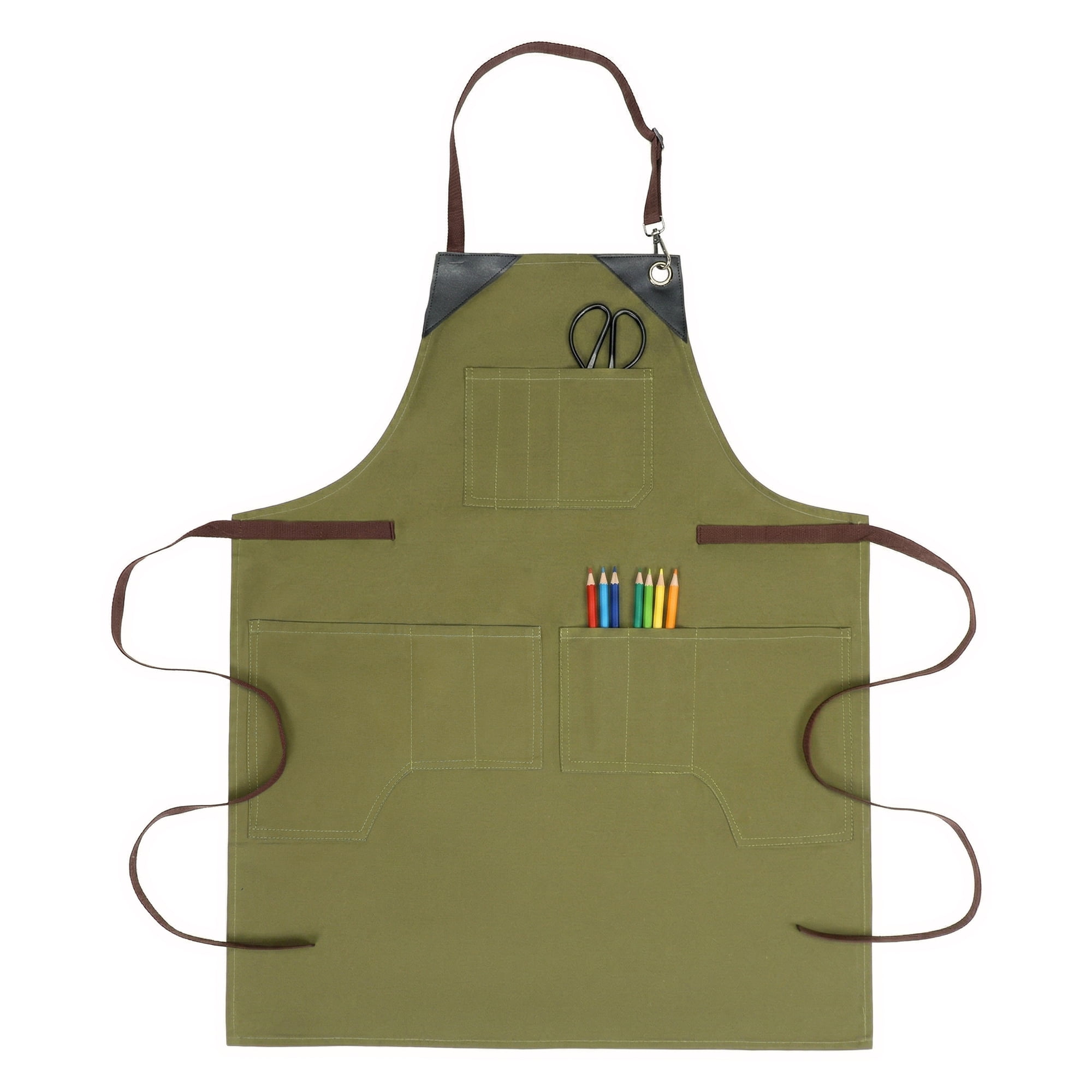 Unique Bargains Adjustable Long Waist Cooking Apron with Pocket for Home and Kitchen Green