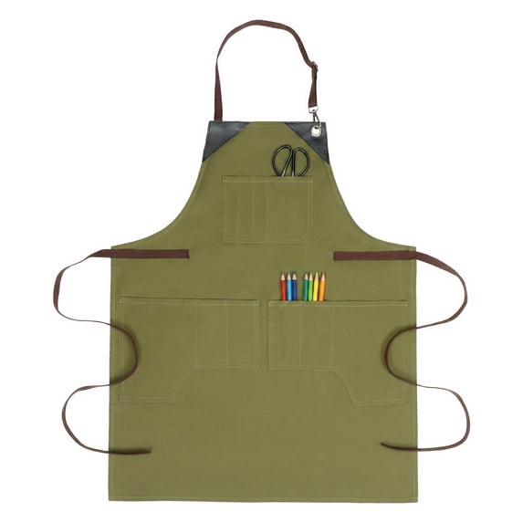 Unique Bargains Adjustable Long Waist Cooking Apron with Pocket for Home and Kitchen Green