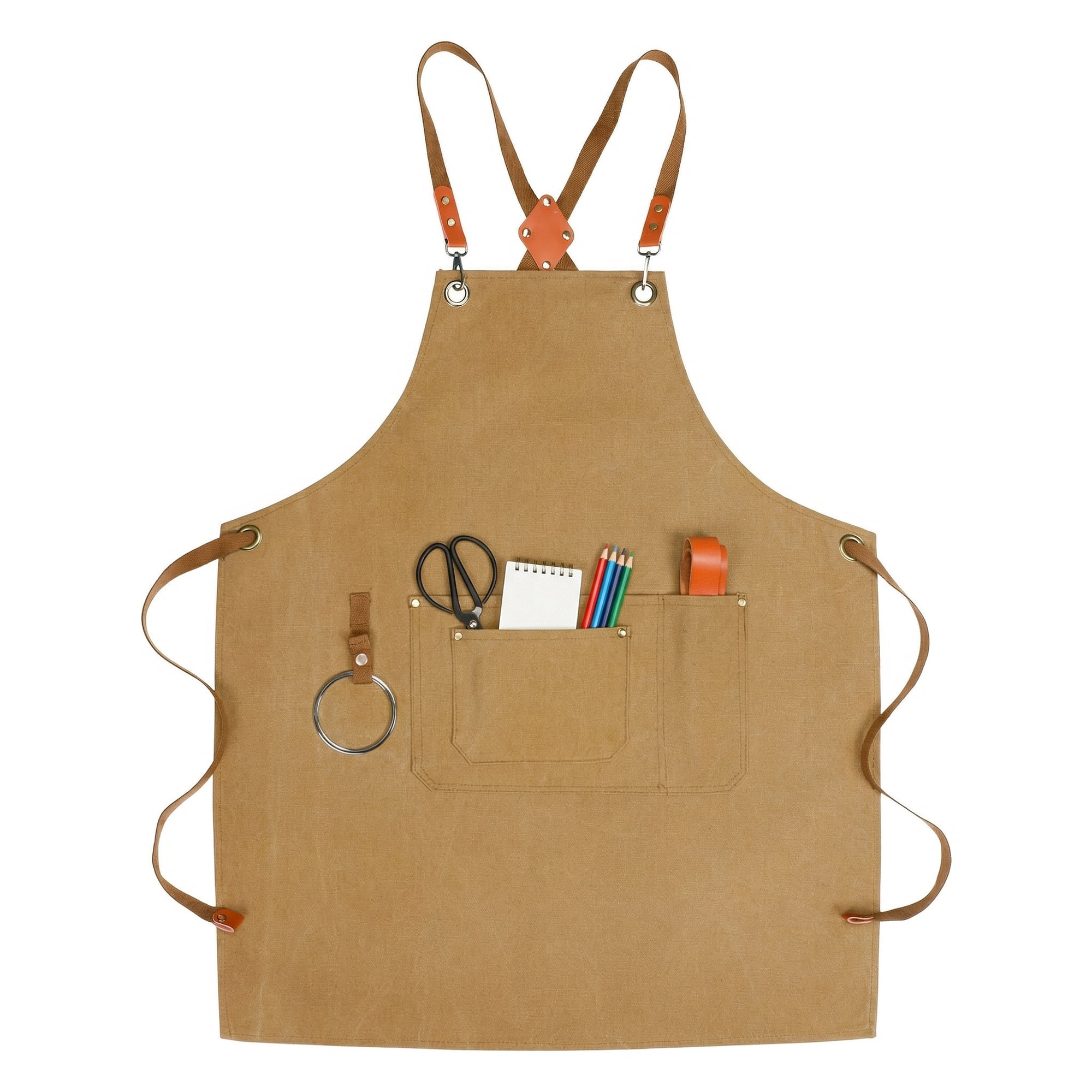 Unique Bargains Adjustable Long Waist Cooking Apron with Pockets 29.4x26.8in Coffee