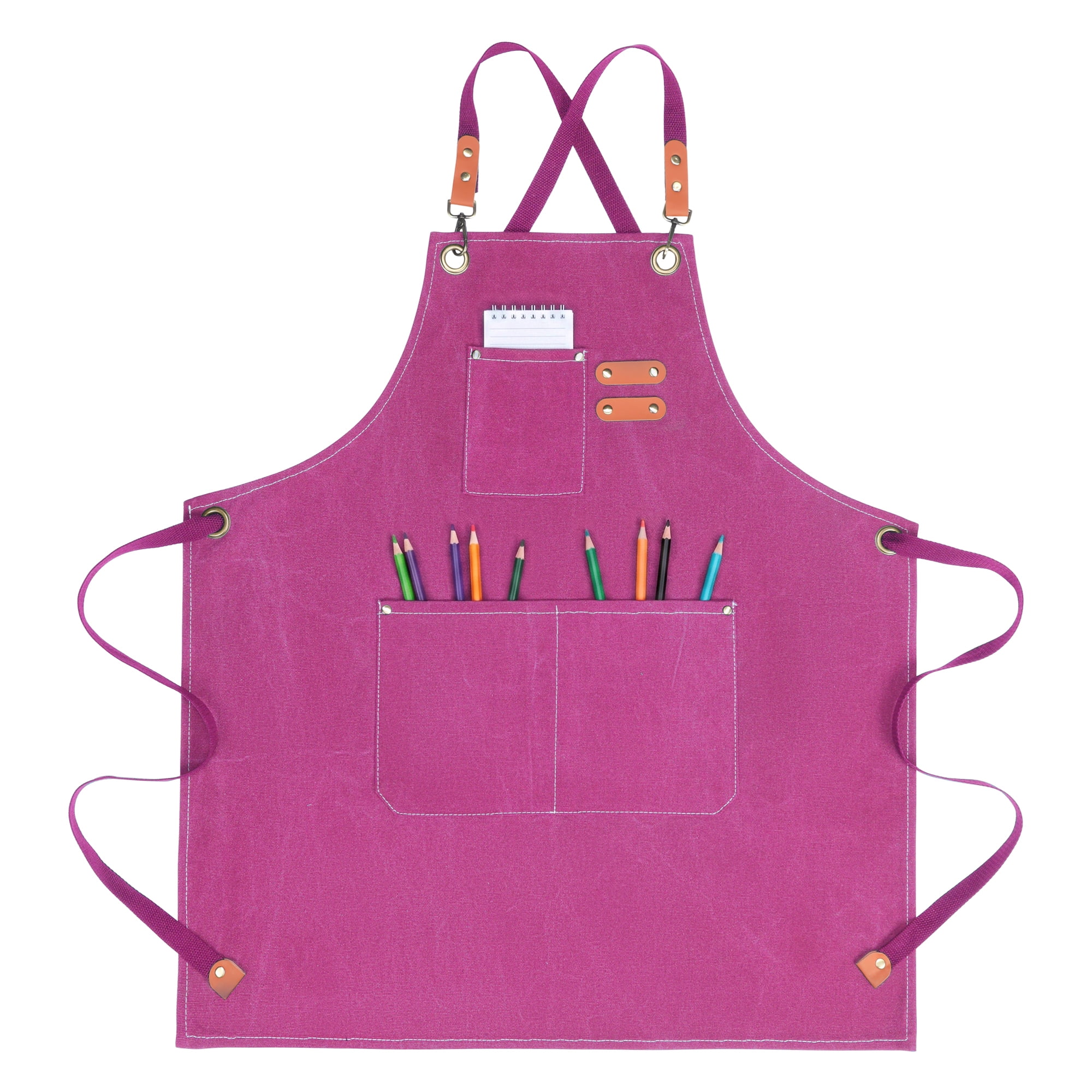 Unique Bargains Adjustable Long Waist Kitchen Apron with Pockets for People Pink