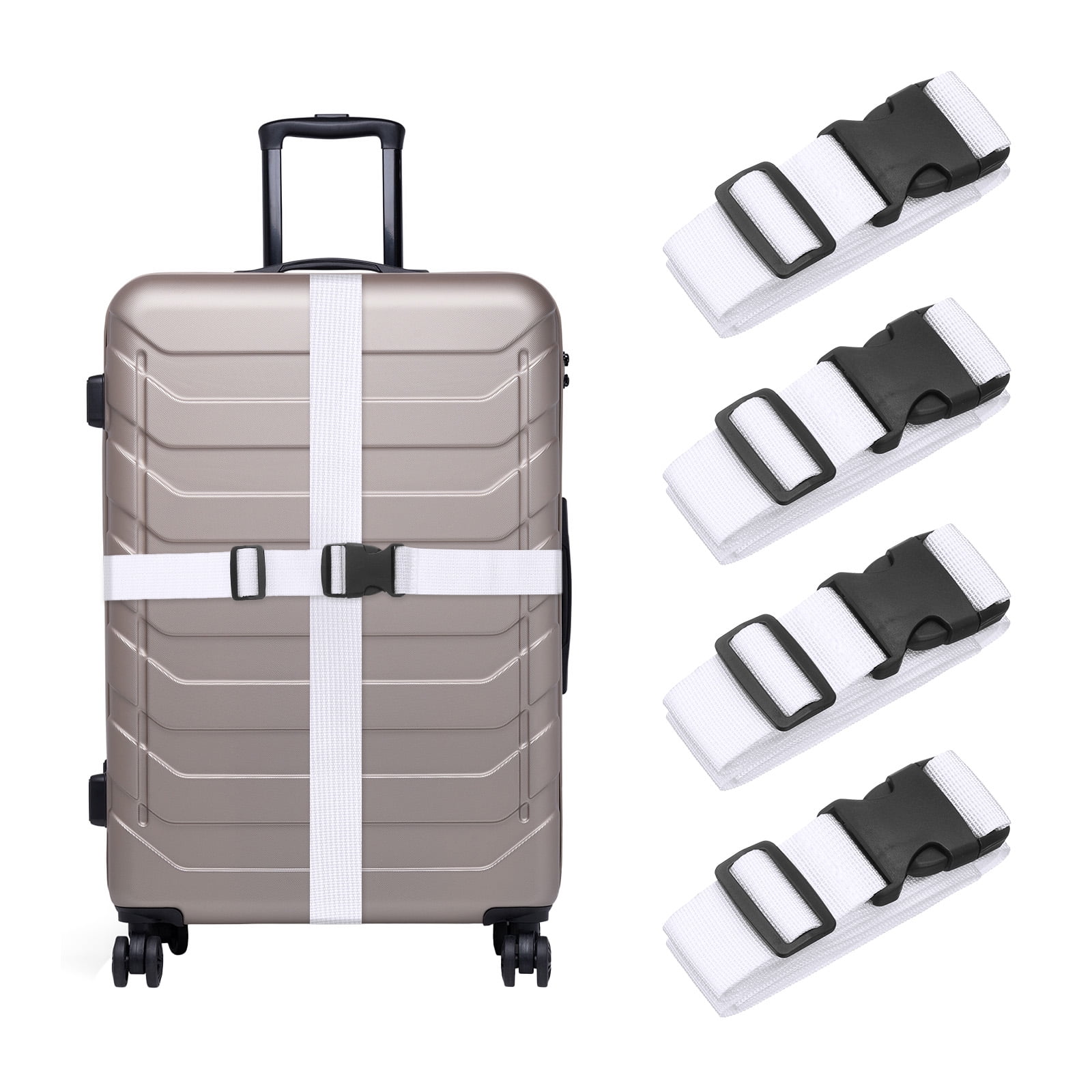 Unique Bargains Adjustable Luggage Straps Suitcases Travel Bag Connector White