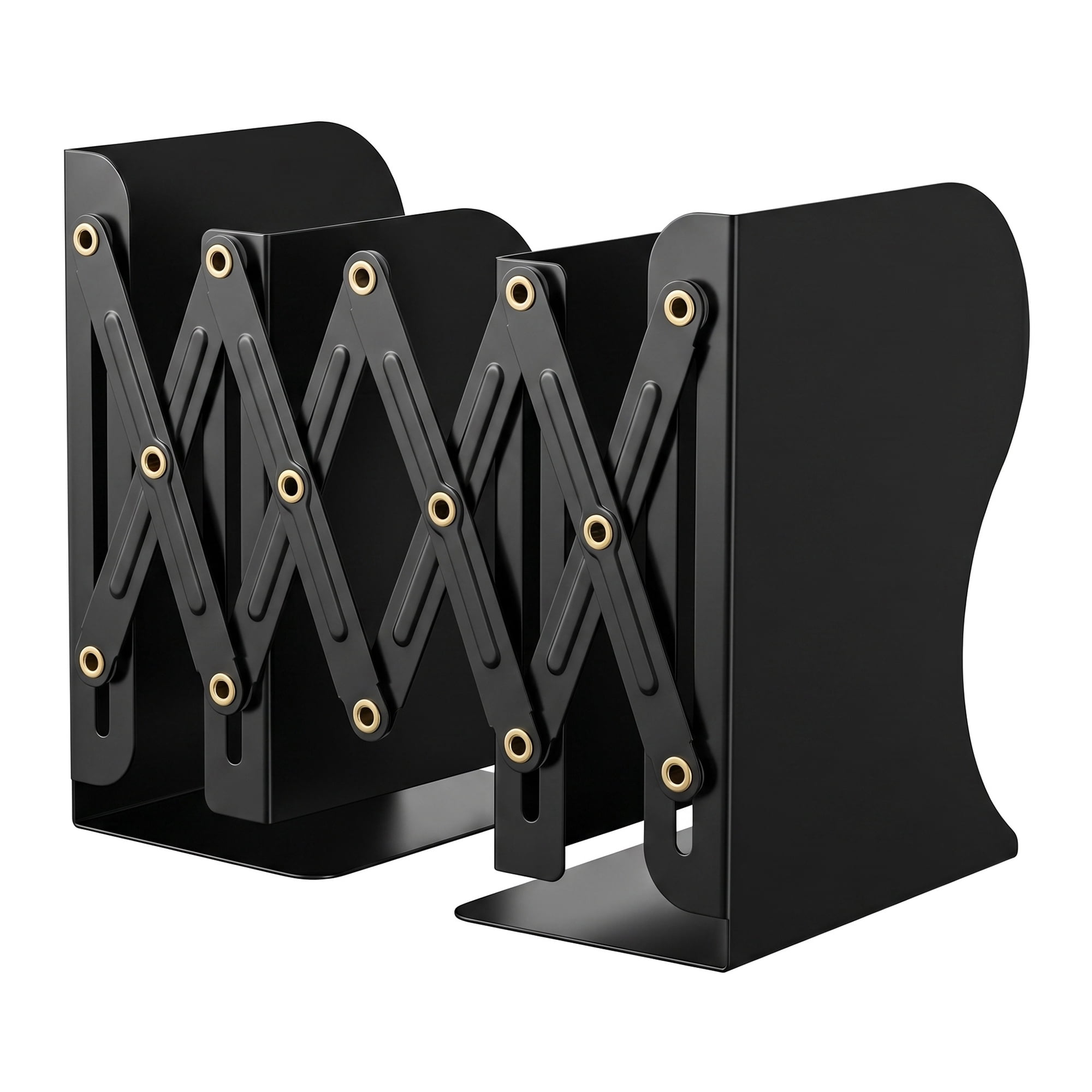 Unique Bargains Adjustable Metal Expandable Book End Holder Black 3.5" x 5.3" x 6.9"