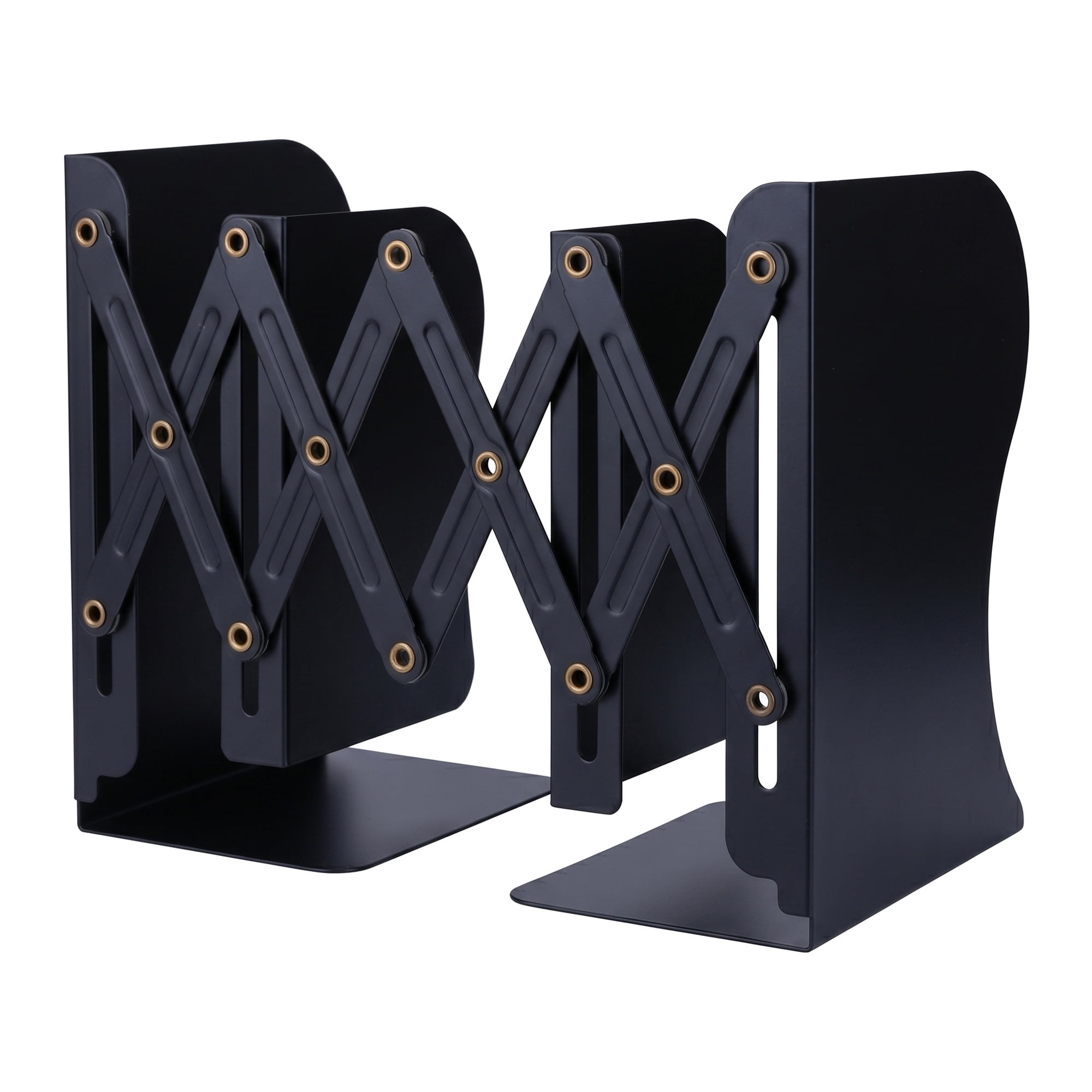 Unique Bargains Adjustable Metal Expandable Book End Holder Black 3.9" x 5.7" x 7.5"