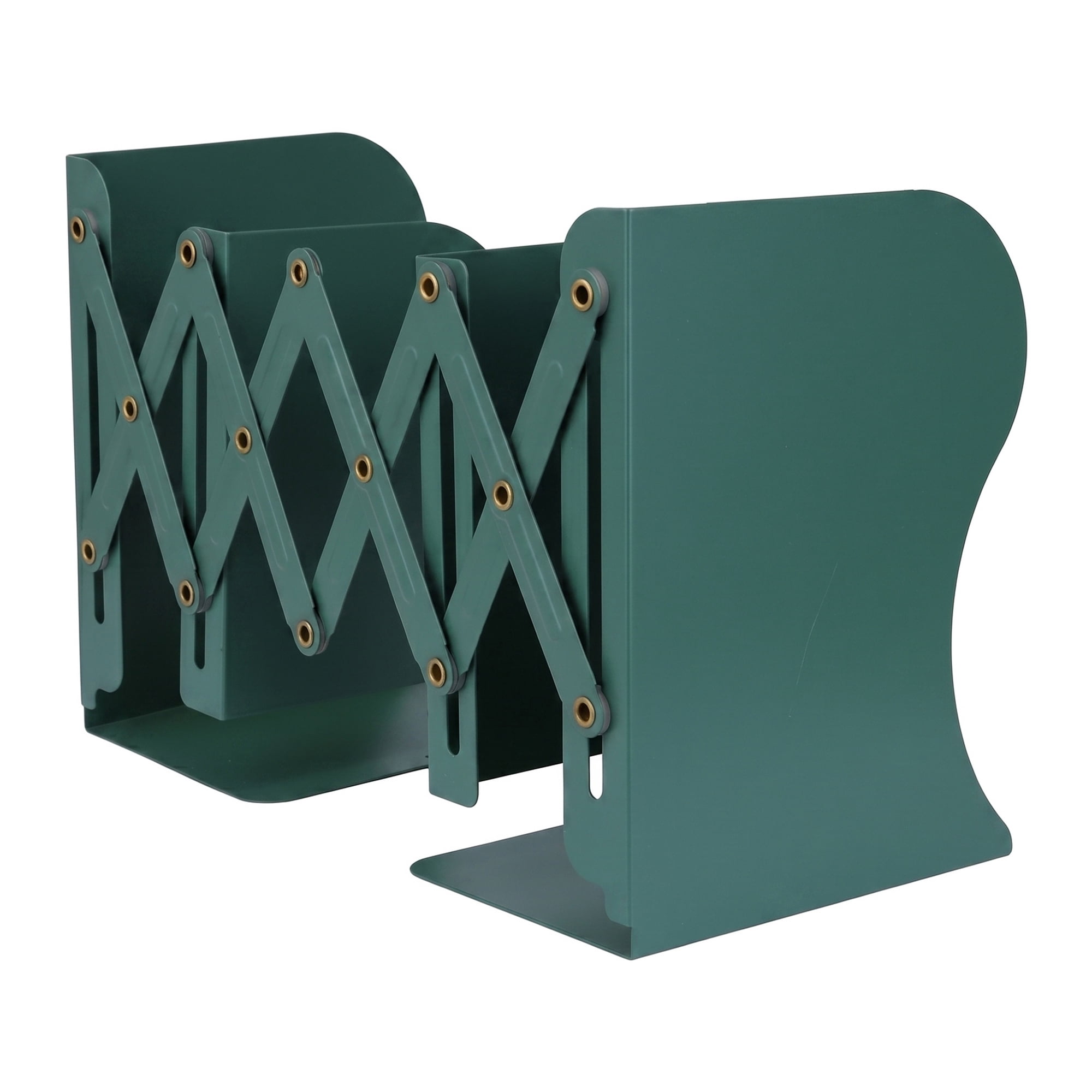 Unique Bargains Adjustable Metal Expandable Book End Holder Dark Green 3.9" x 5.7" x 7.5"