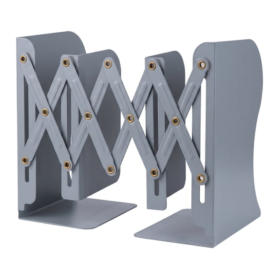 Unique Bargains Adjustable Metal Expandable Book End Holder Grey 3.9" x 5.7" x 7.5"