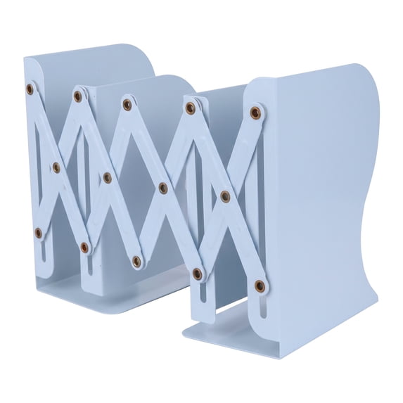 Unique Bargains Adjustable Metal Expandable Book End Holder White 3.5" x 5.3" x 6.9"
