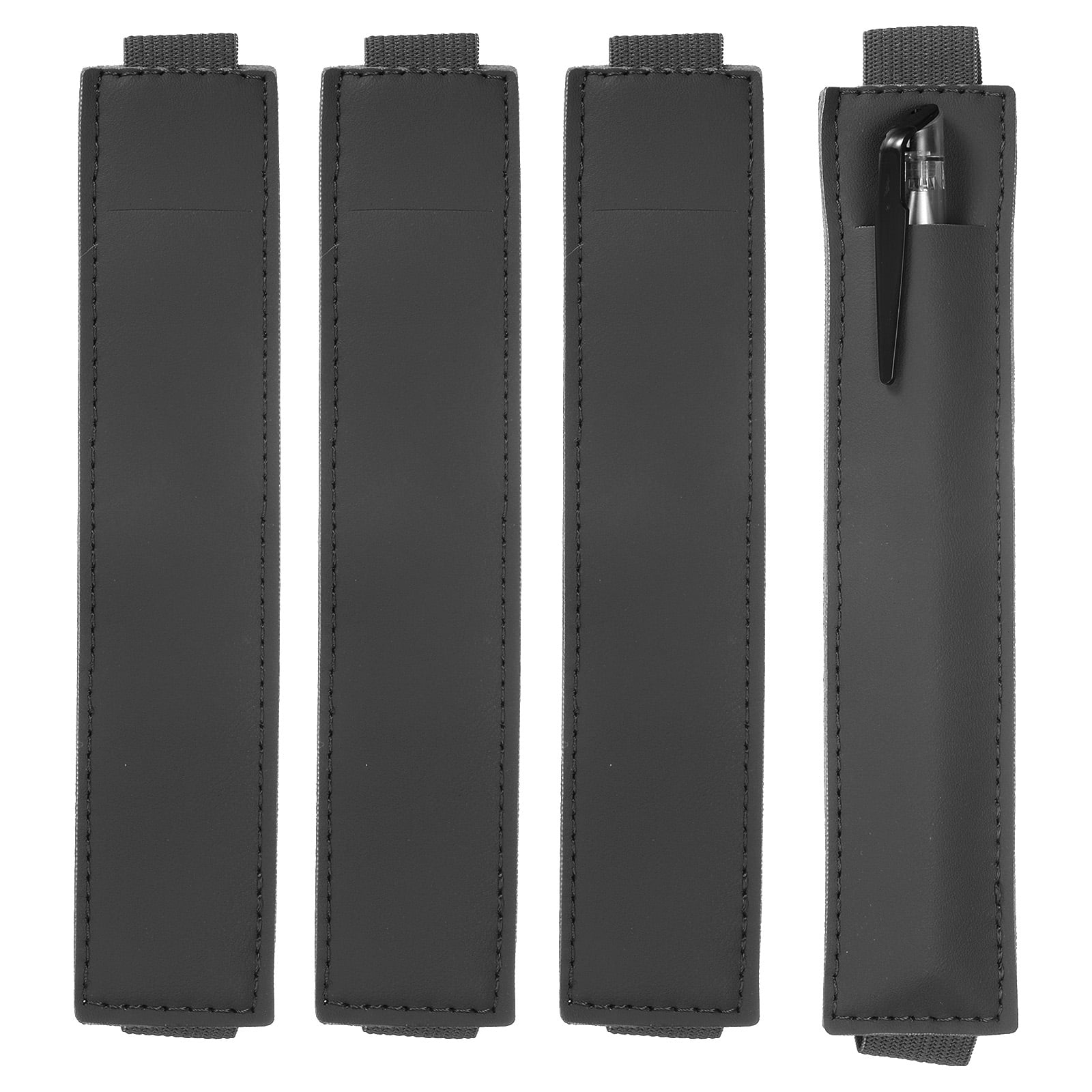 Unique Bargains Adjustable Pen Loop Holder Pencil Sleeve with Elastic Strap Black
