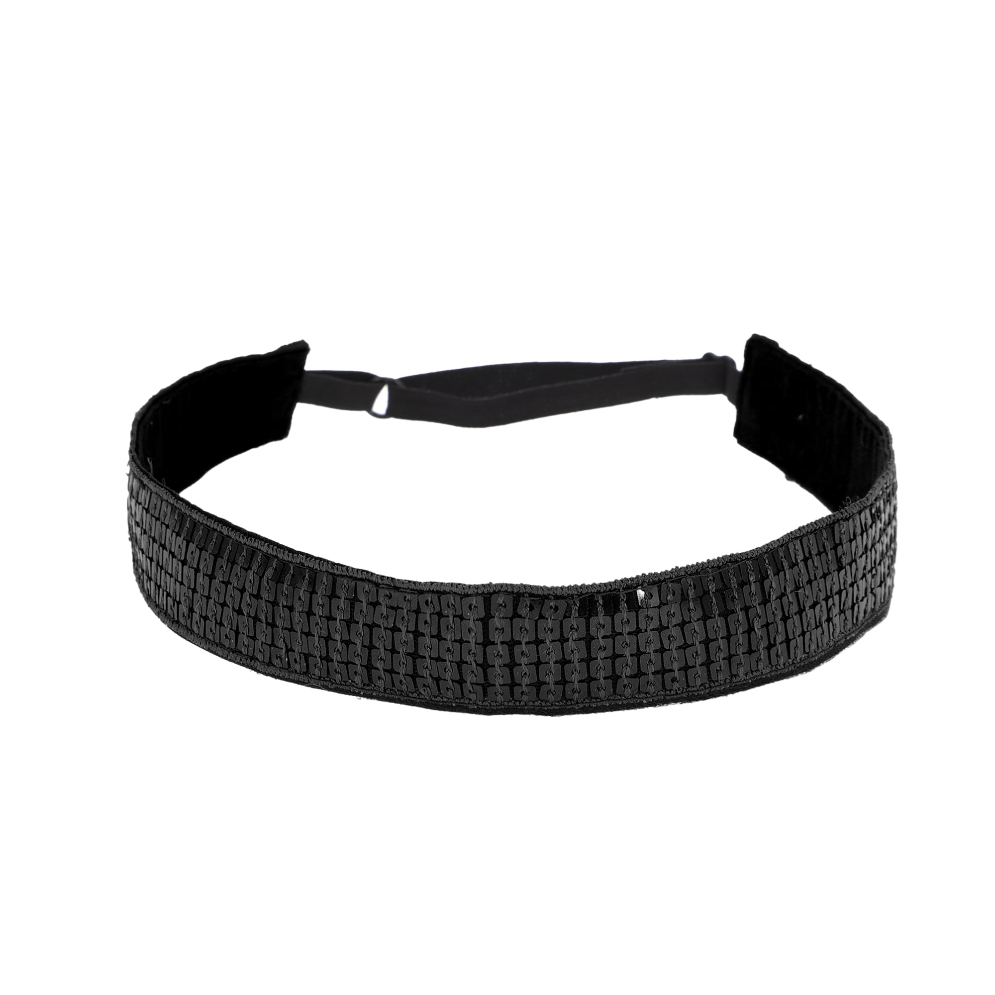 Unique Bargains Adjustable Sequins Headbands 1 Pc Black