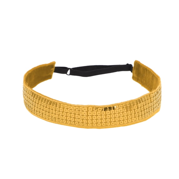 Unique Bargains Adjustable Sequins Headbands 1 Pc Gold Tone