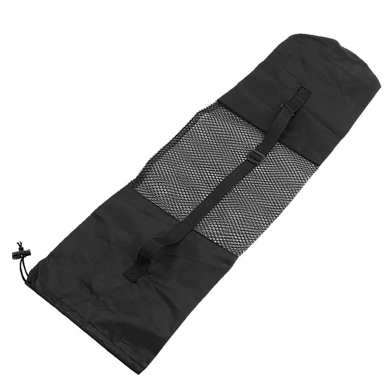 Unique Bargains Adjustable Strap Nylon Yoga Pilates Mat Bag Black 