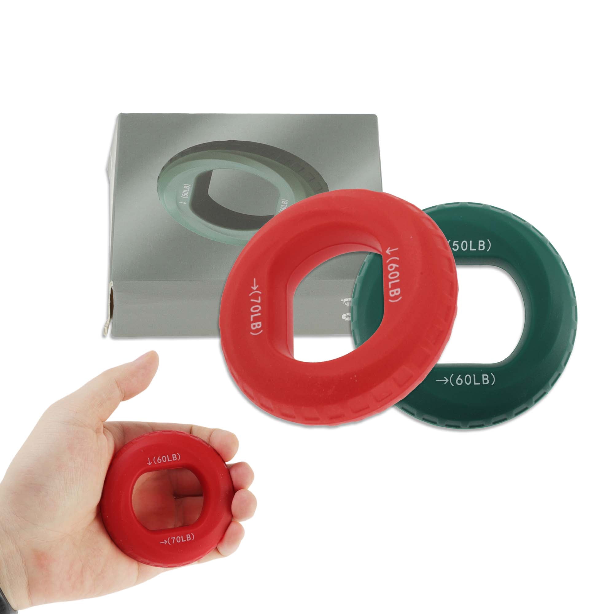 Unique Bargains Adjustable Strength Grip Hand Grip Strengthener Circle Army Green, Red