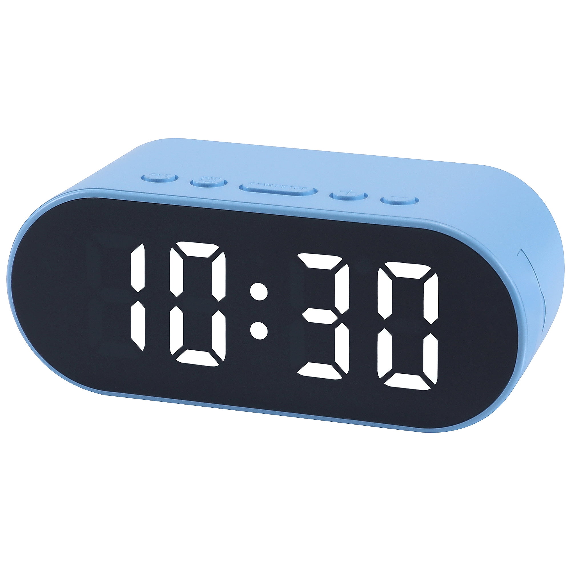 Unique Bargains Adjustable Volume Compact Digital Alarm Clock Blue 4.1"L x 1.6"W x 1.6"H