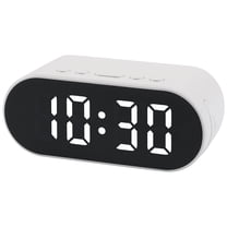 Unique Bargains Adjustable Volume Compact Digital Alarm Clock White 4.1"L x 1.6"W x 1.6"H
