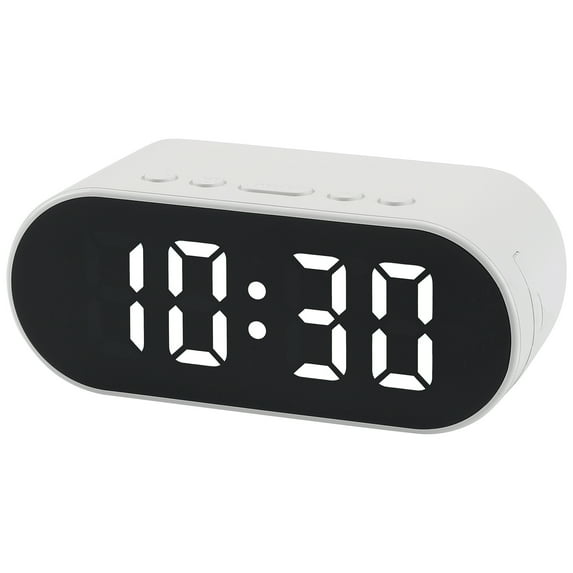 Unique Bargains Adjustable Volume Compact Digital Alarm Clock White 4.1"L x 1.6"W x 1.6"H