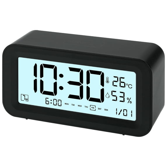 Unique Bargains Adjustable Volume Electric Alarm Clock Black 5.7"L x 2.0"W x 3.3"H