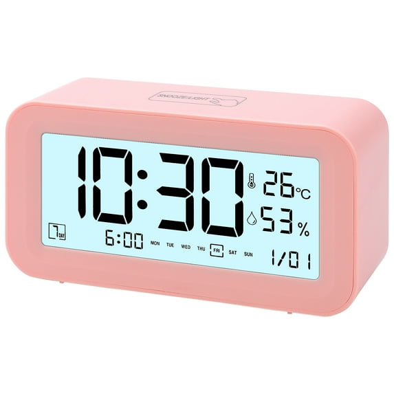 Unique Bargains Adjustable Volume Electric Alarm Clock Pink 5.7"L x 2.0"W x 3.3"H