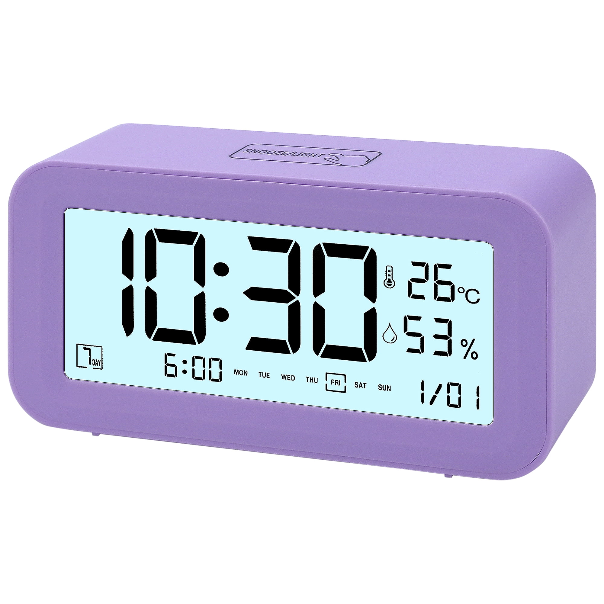 Unique Bargains Adjustable Volume Electric Alarm Clock Purple 5.7"L x 2.0"W x 3.3"H