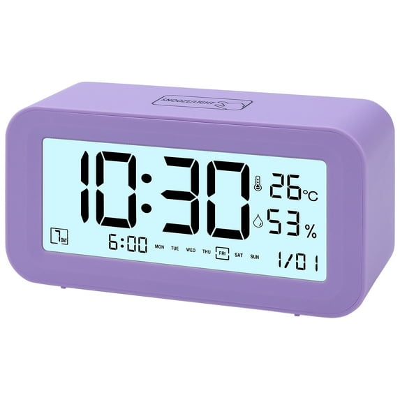 Unique Bargains Adjustable Volume Electric Alarm Clock Purple 5.7"L x 2.0"W x 3.3"H