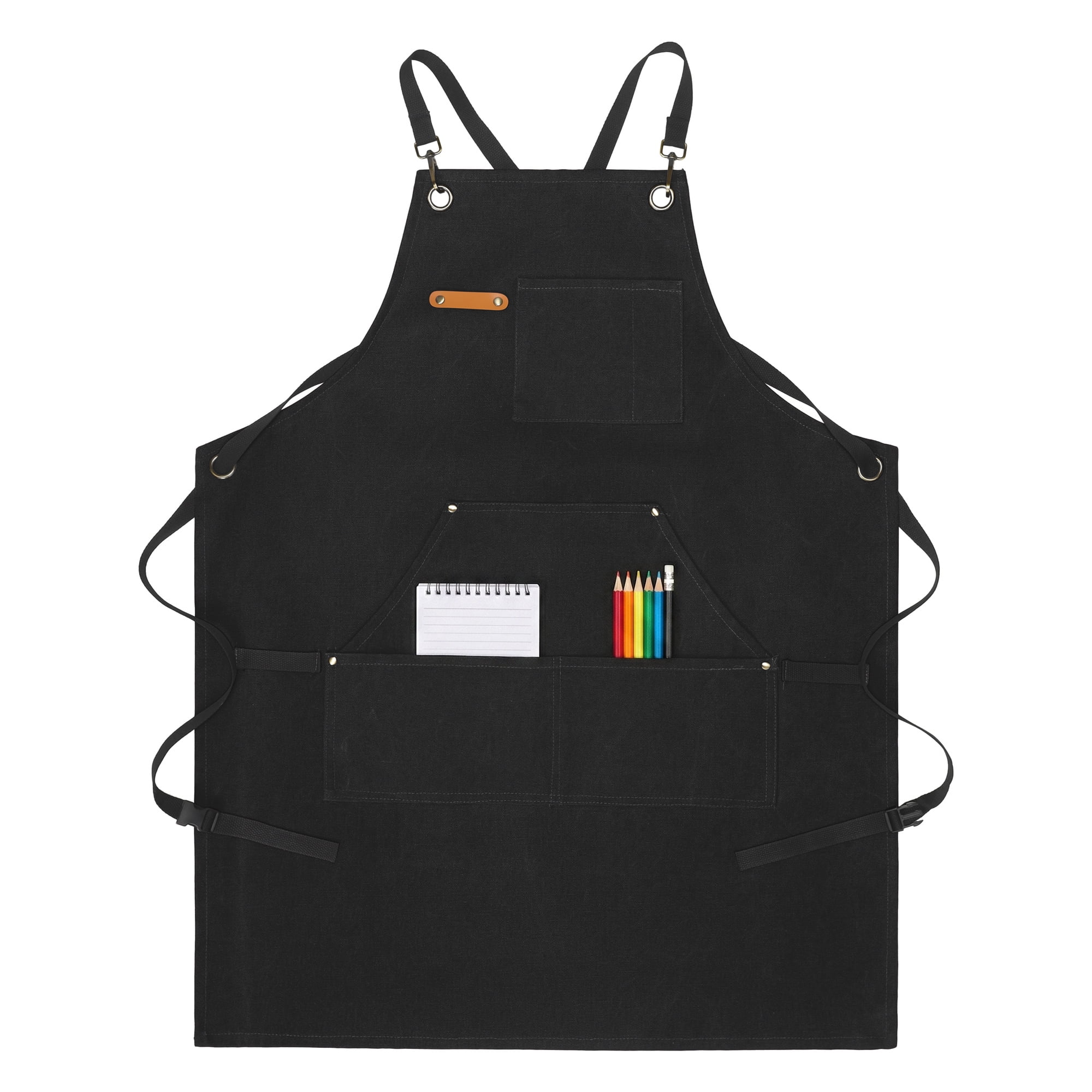 Unique Bargains Adjustable Waterproof Kitchen Apron with Pockets Durable Polyester Black