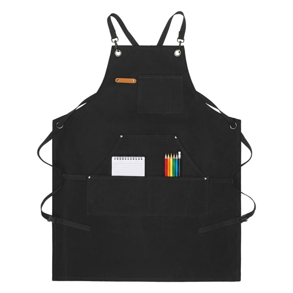 Unique Bargains Adjustable Waterproof Kitchen Apron with Pockets Durable Polyester Black