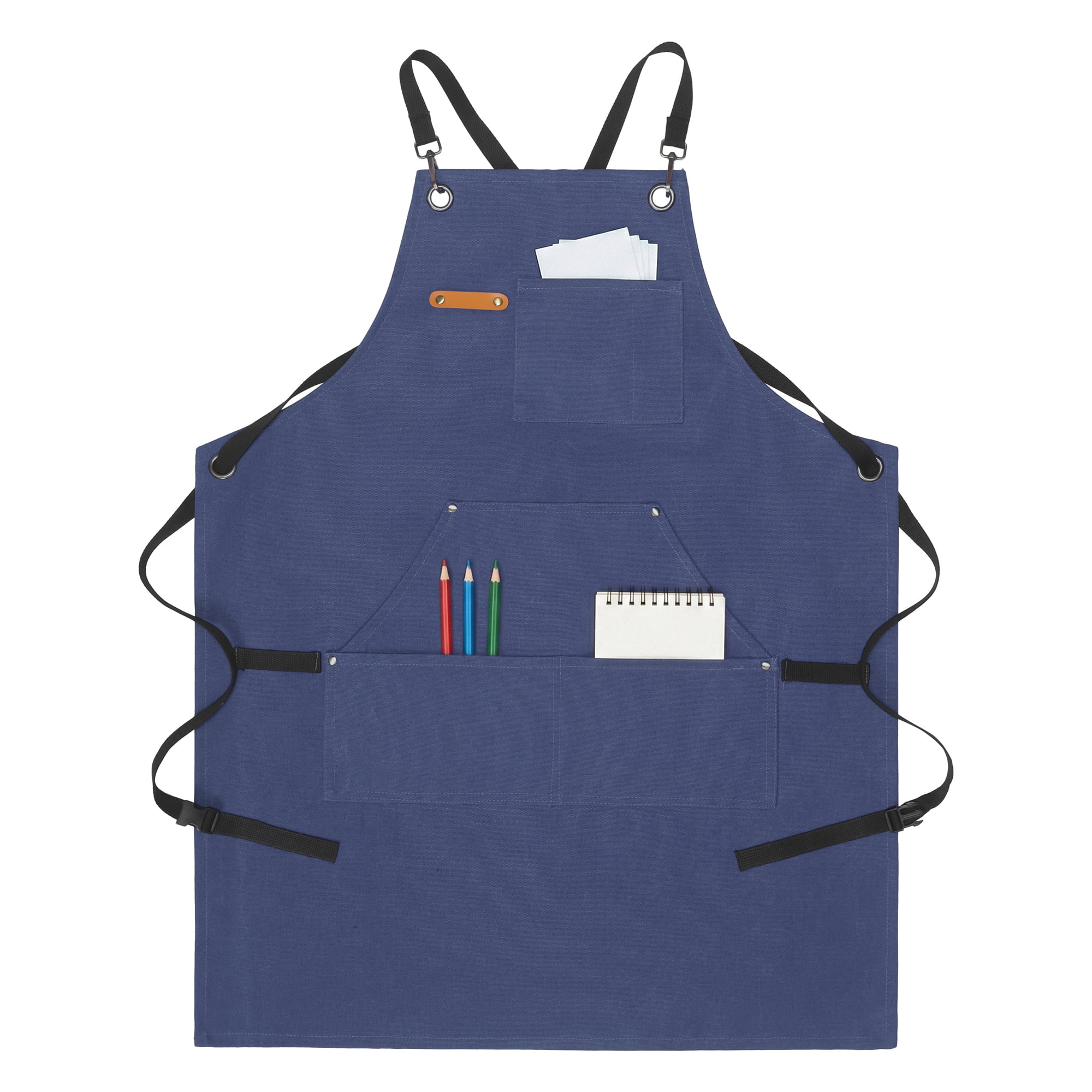 Unique Bargains Adjustable Waterproof Kitchen Apron with Pockets Durable Polyester Blue