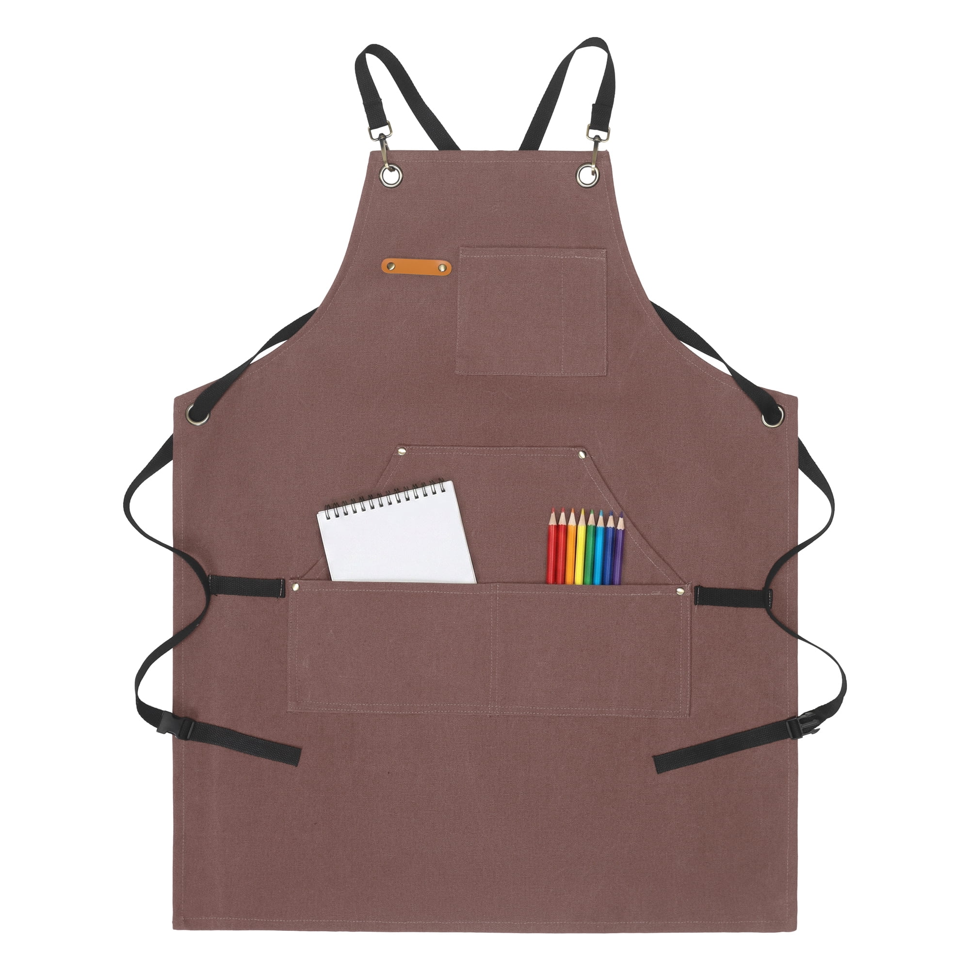 Unique Bargains Adjustable Waterproof Kitchen Apron with Pockets Durable Polyester Coffee