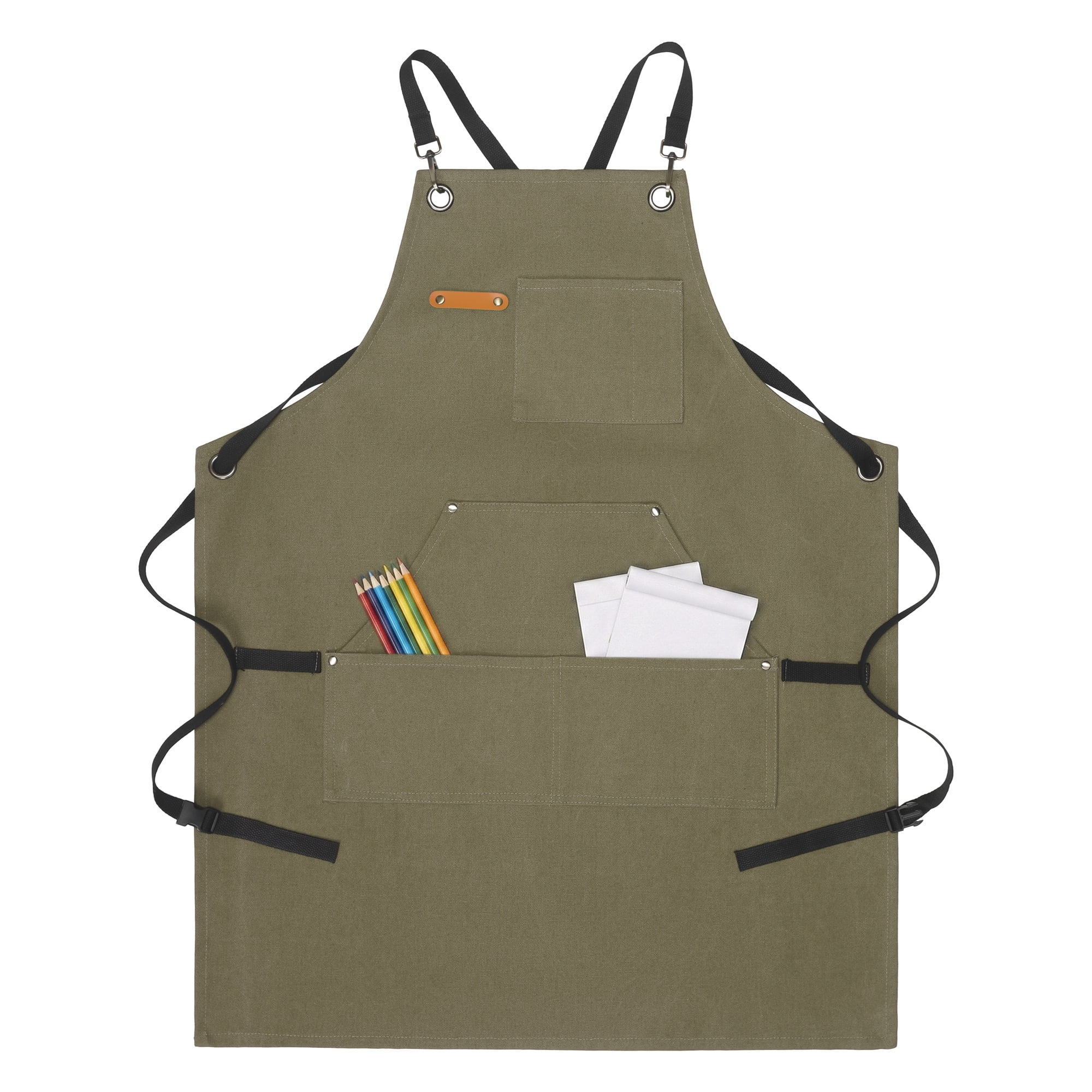 Unique Bargains Adjustable Waterproof Kitchen Apron with Pockets Durable Polyester Green