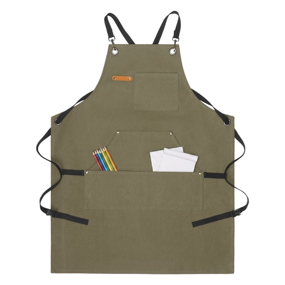 Unique Bargains Adjustable Waterproof Kitchen Apron with Pockets Durable Polyester Green