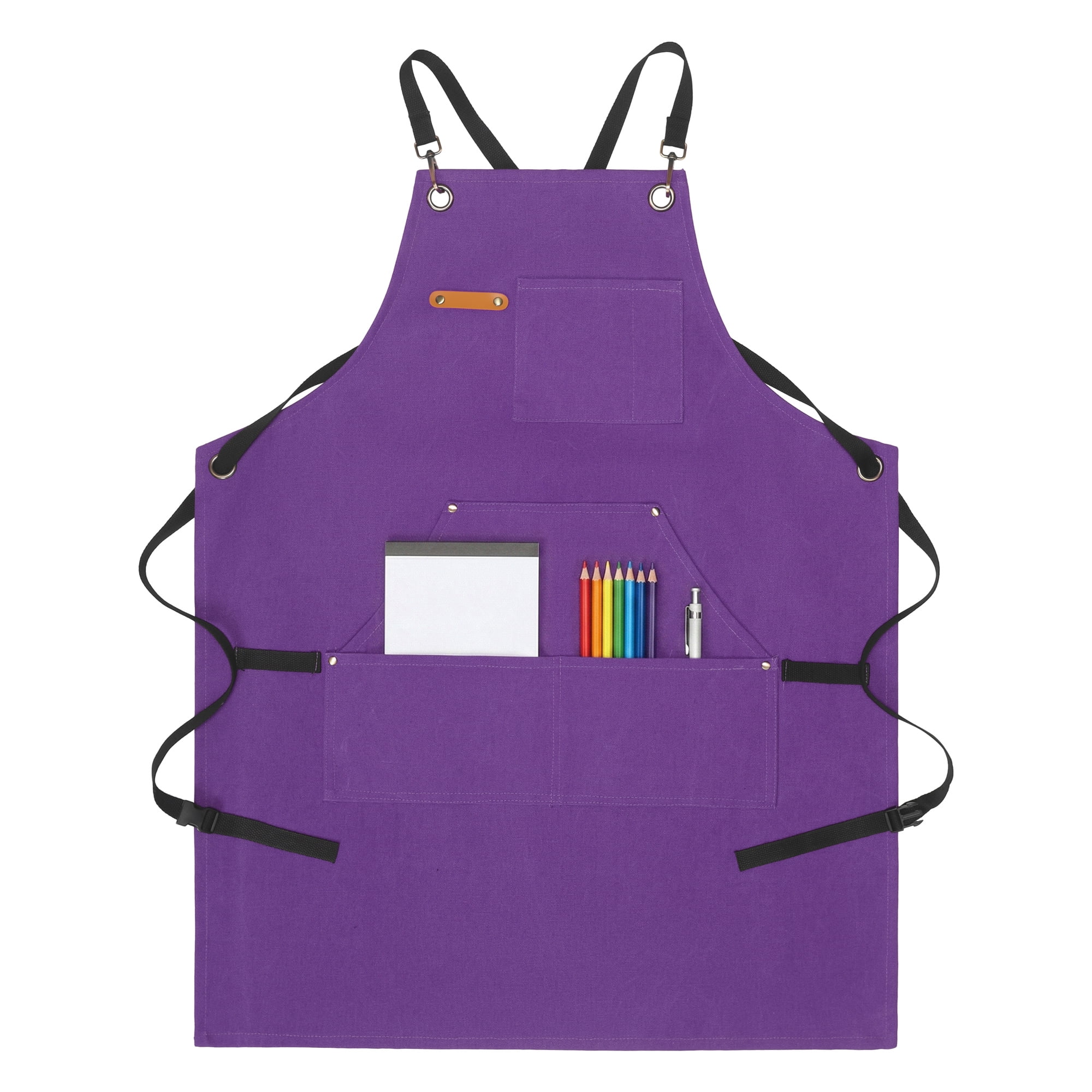 Unique Bargains Adjustable Waterproof Kitchen Apron with Pockets Durable Polyester Purple