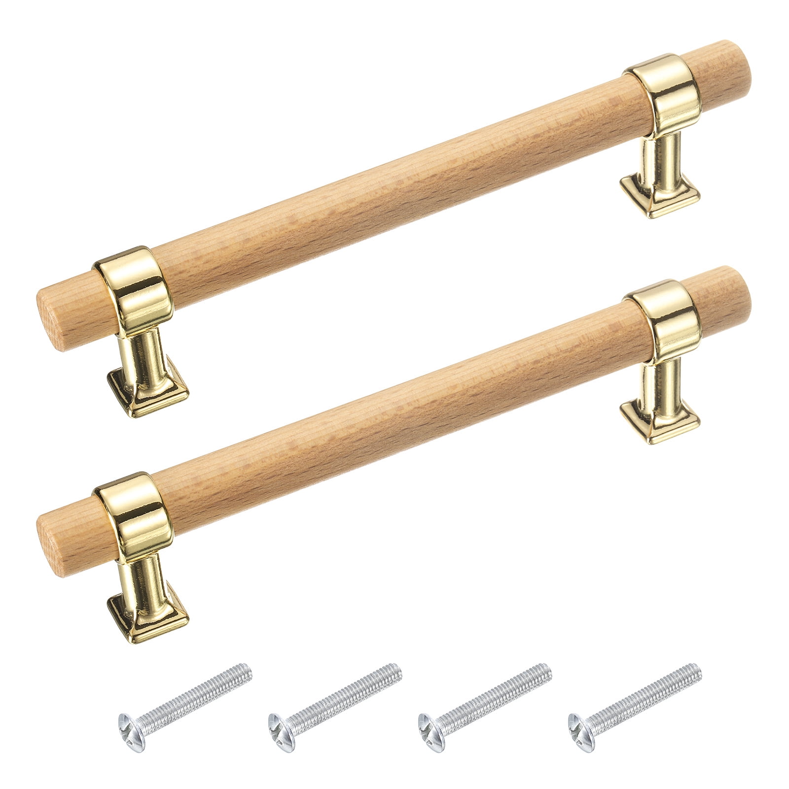 Unique Bargains Adjustable Wooden Double Hole Handles Gold